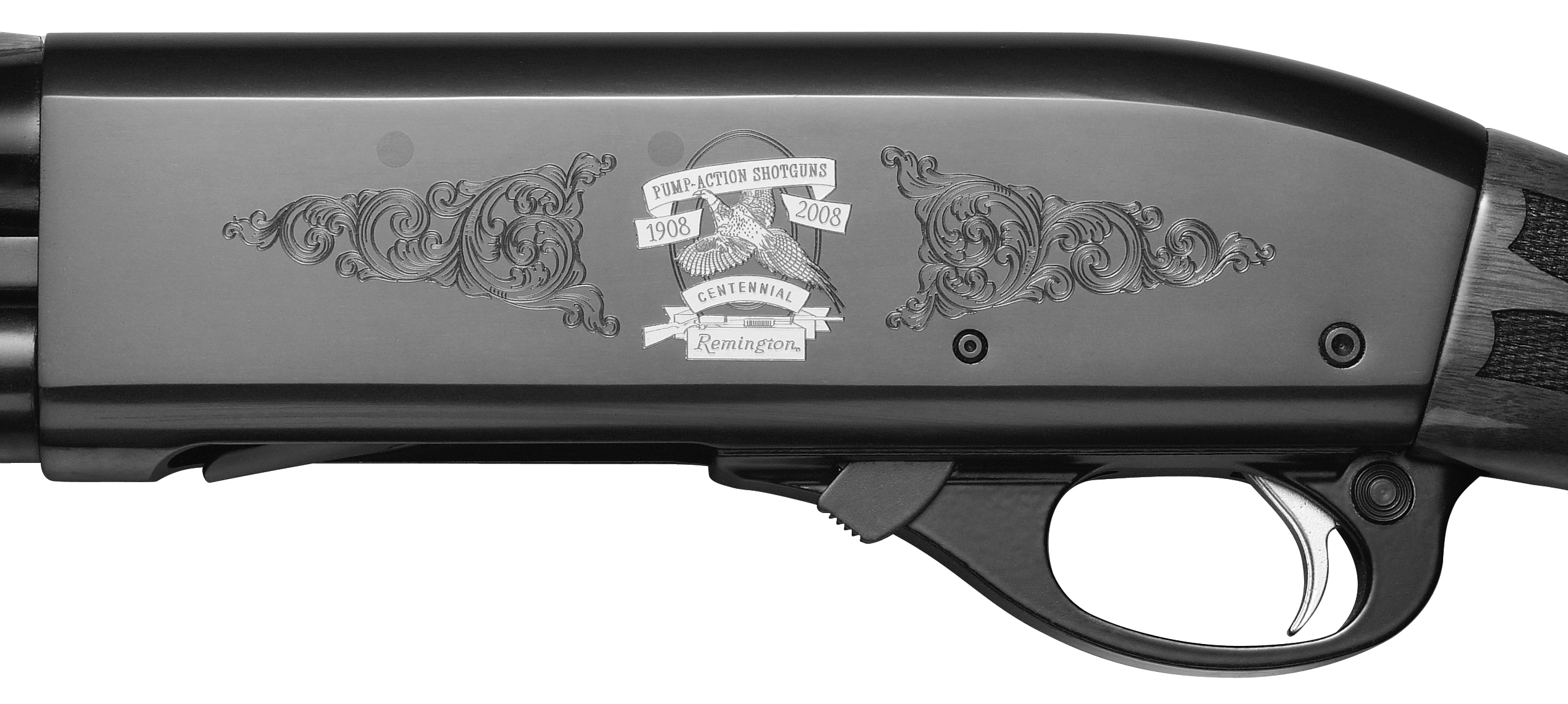 Commemorative Edition 12-gauge celebrating 100 years of Remington pump shot...